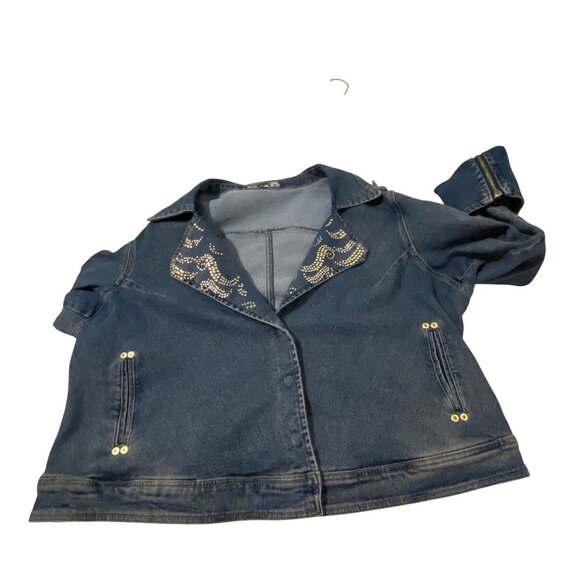 Vintage Crest Jeans Denim Jacket Womens 3X Embellished Y2K Boho Hippie Western - Picture 4 of 9
